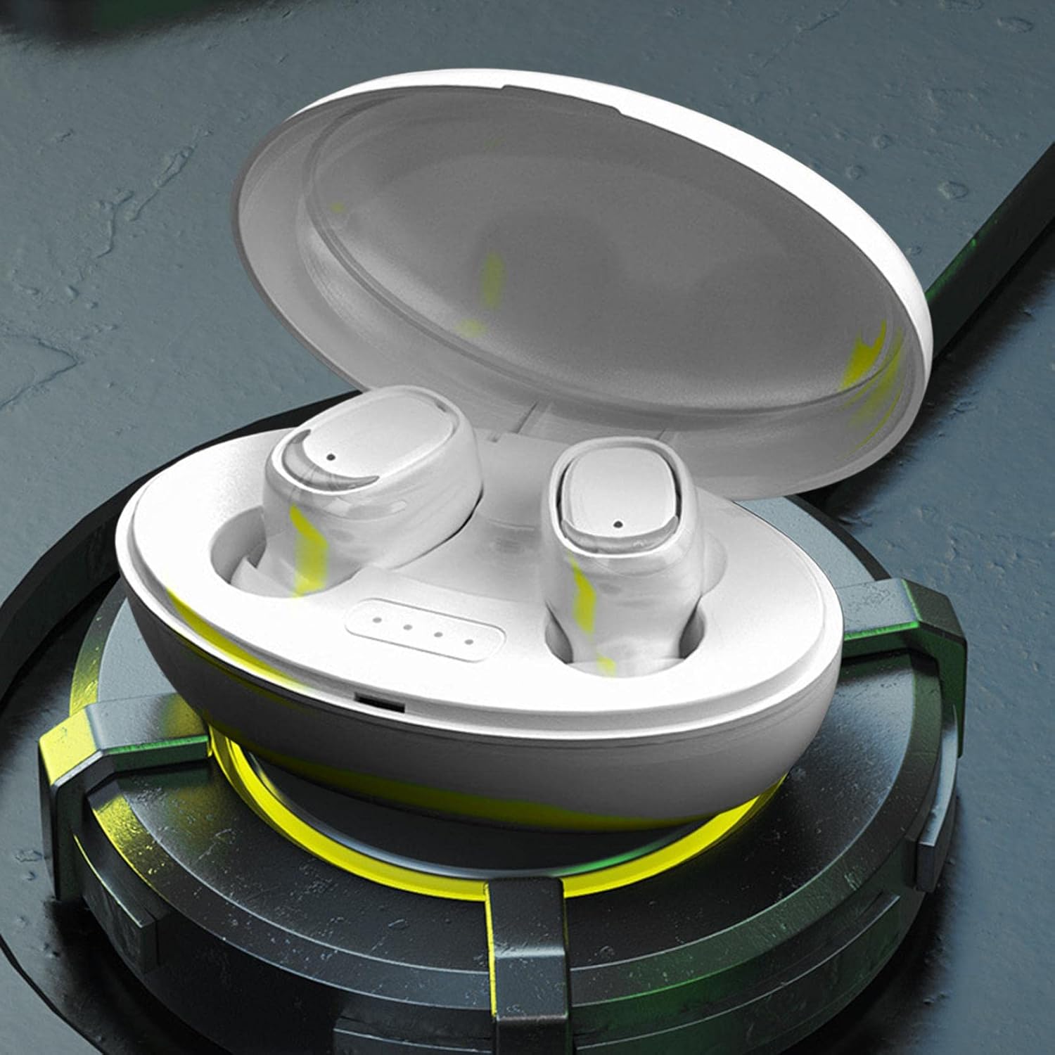 wireless earbuds bluetooth 5 2 headphones with charging case build in mics fingerprint control power display for sportsworking white