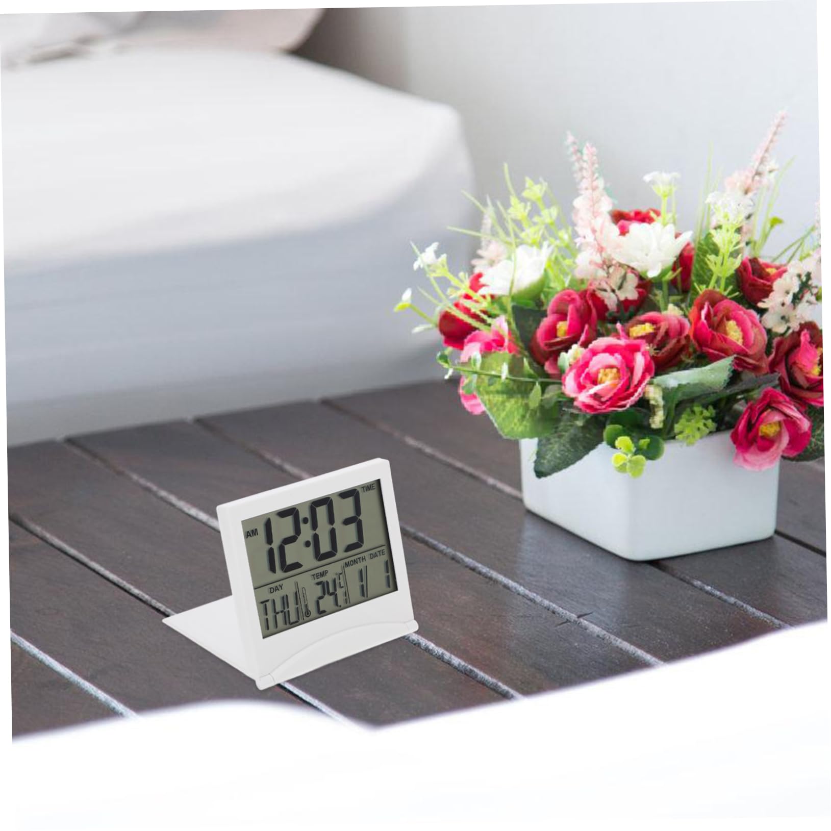 STOBAZA 5 Stück Desktop Alarm Clock Faltbare Elektronische Uhr Multifunktionsuhr mit Kalender und Temperaturanzeige für Schlafzimmer Leicht zu Transportieren