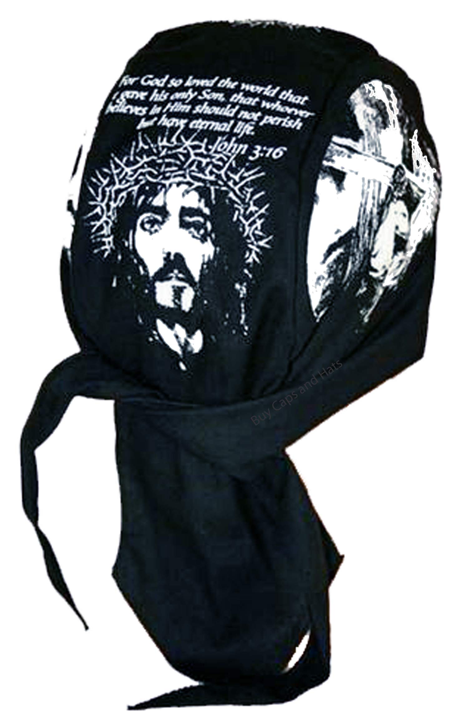 Buy Caps and Hats Christian Doo-Rag with Sweatband Motorcycle Skull Cap Bikers Do-Bandana John 3 16 Jesus Christ