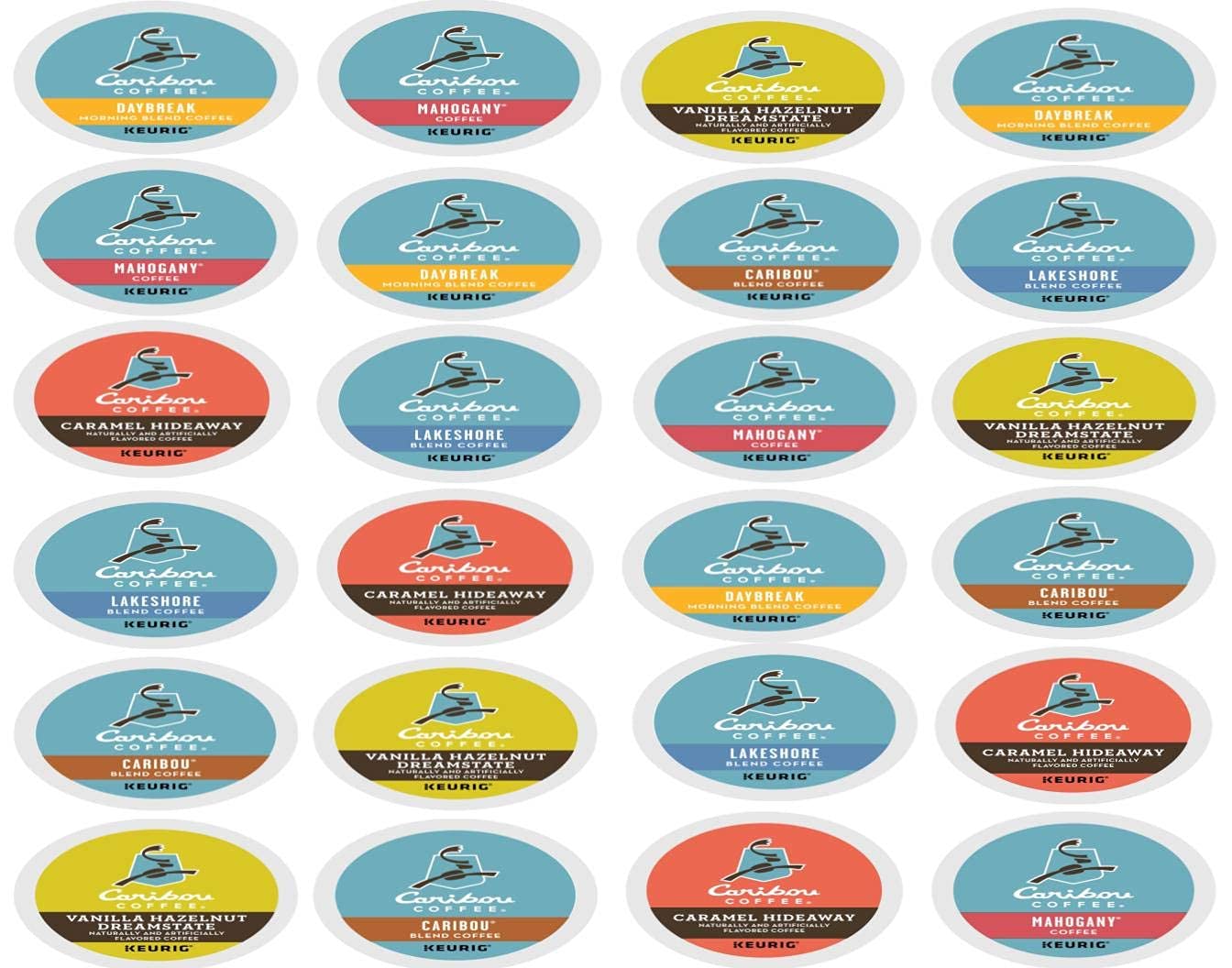 Amazon.com: Caribou Coffee K Cups Variety Pack - 24 Count / 6 Varieties in  KC Gourmet White Kraft Box : Grocery & Gourmet Food
