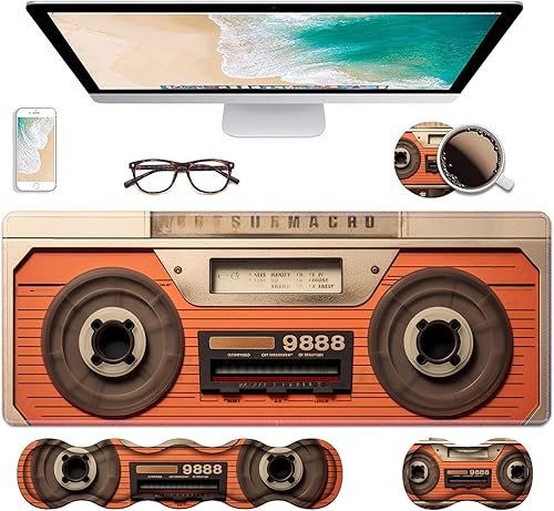 Miniatura 17 de Juego de reposamuñecas ergonómico para teclado y alfombrilla para mouse, alfombrilla grande de escritorio para juegos de 31.5 x 11.8 pulgadas con