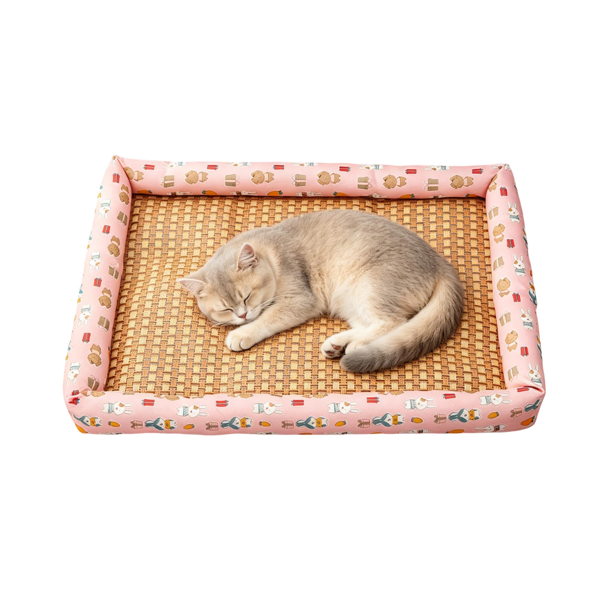 Odot Cama Refrescante de Verano para Perros, Cama Cojín Ortopédica con Base Antideslizante para Gatos, Lavable Mascotas Sofá para Grande Medianos y Pequeños (Conejo Rosa,XL)