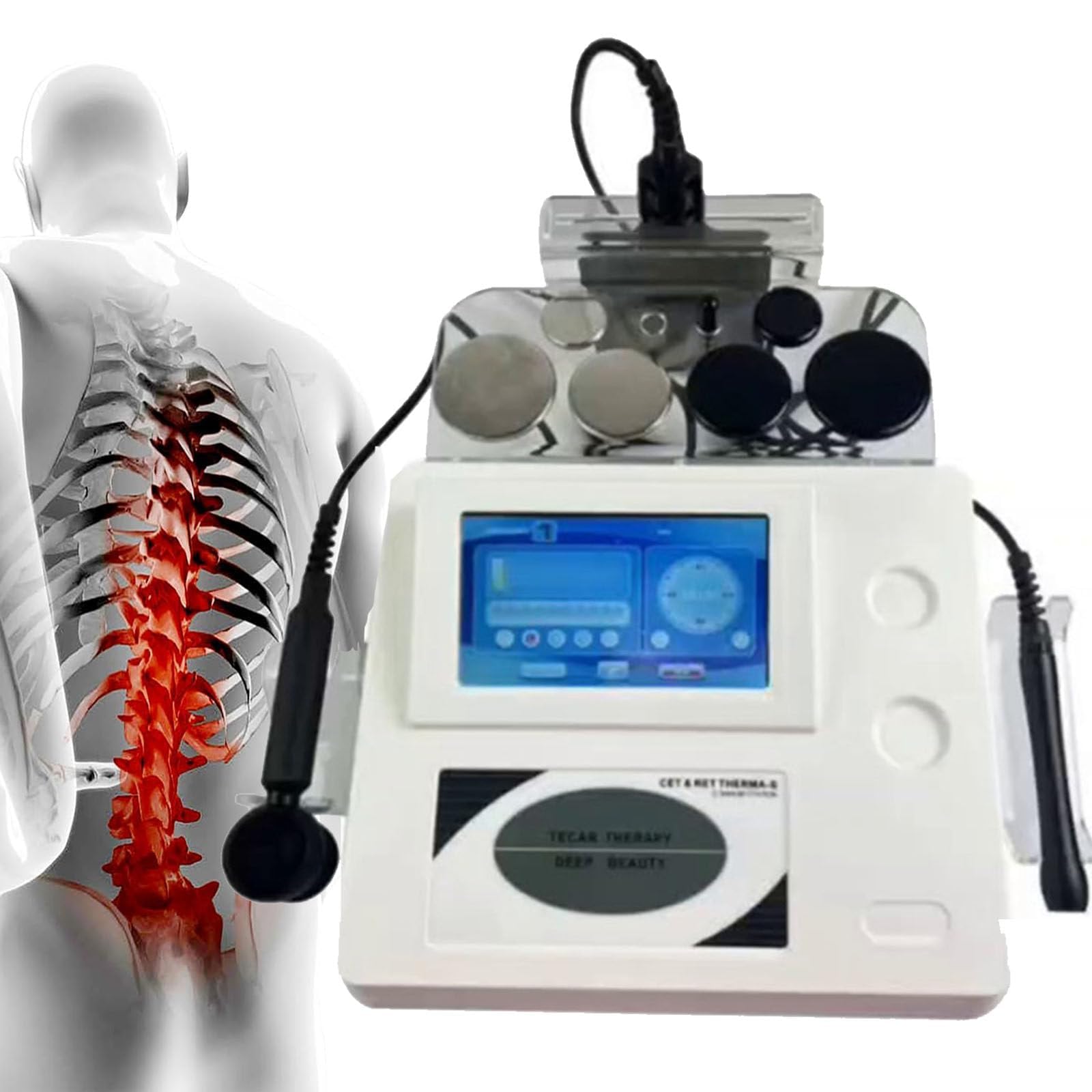Apparecchio per terapia Tecar a 448 kHz, dispositivo professionale a radiofrequenza per la gestione del dolore e la fisioterapia, apparecchiatura per il ringiovanimento e il lifting della pelle d