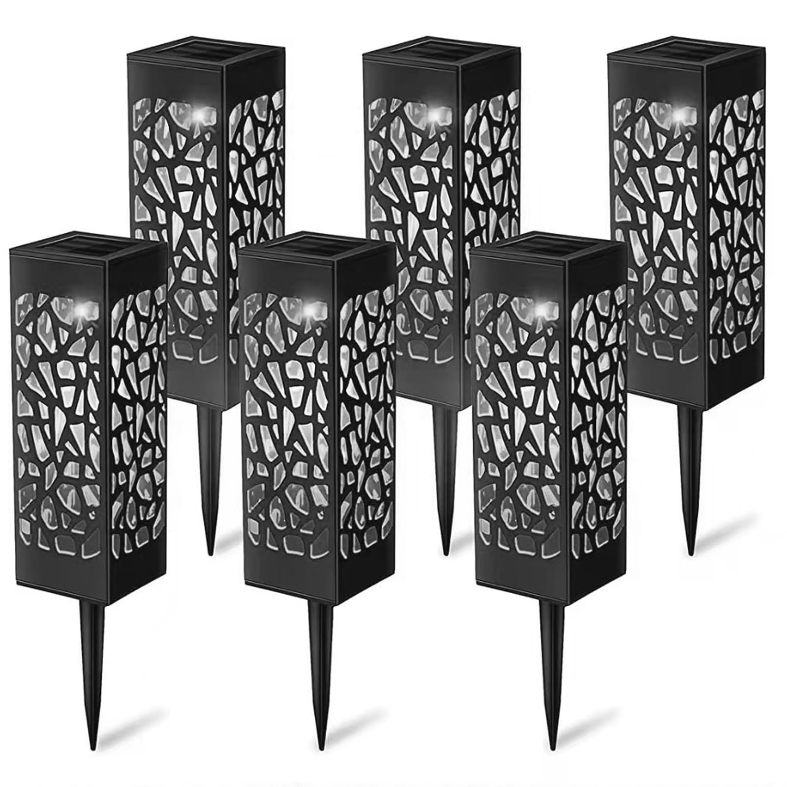 YAPJOY Solar Lights Outdoor Garden, 6 Pack Squared Solar Powered Garden Pathway Lights IP65 Waterproof, Outdoor Landscape Lighting for Patio Pathways Lawn Yard Decoration- White