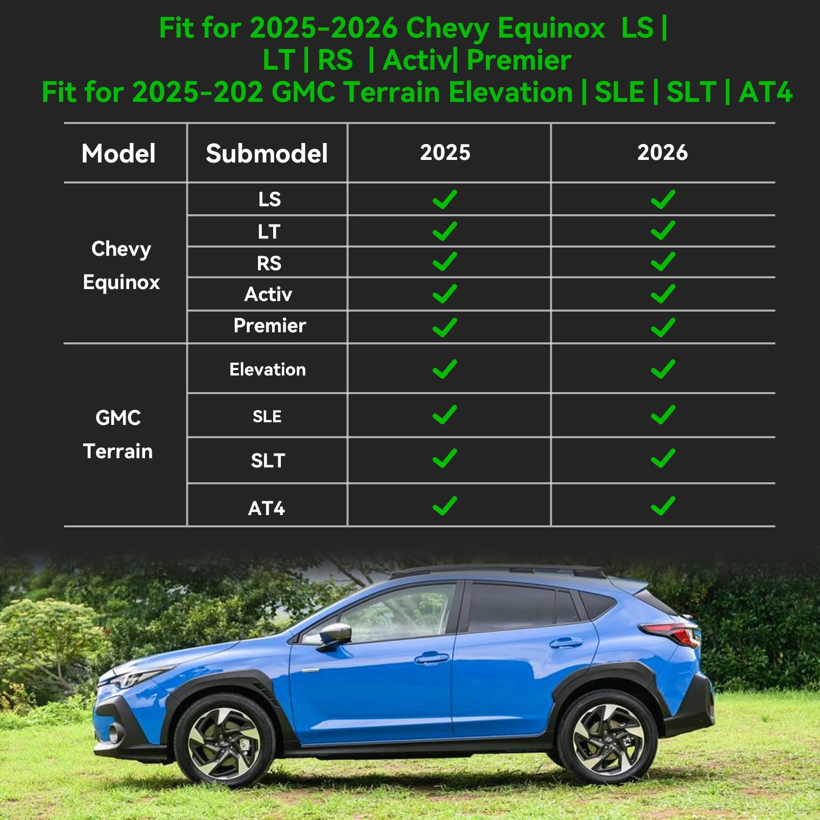 Tappetini Auto Impermeabili Per Chevy Equinox E GMC Terrain 2025 - TPE Stampati 3D, Antivento, Facili Da Pulire, Colore Nero - 2