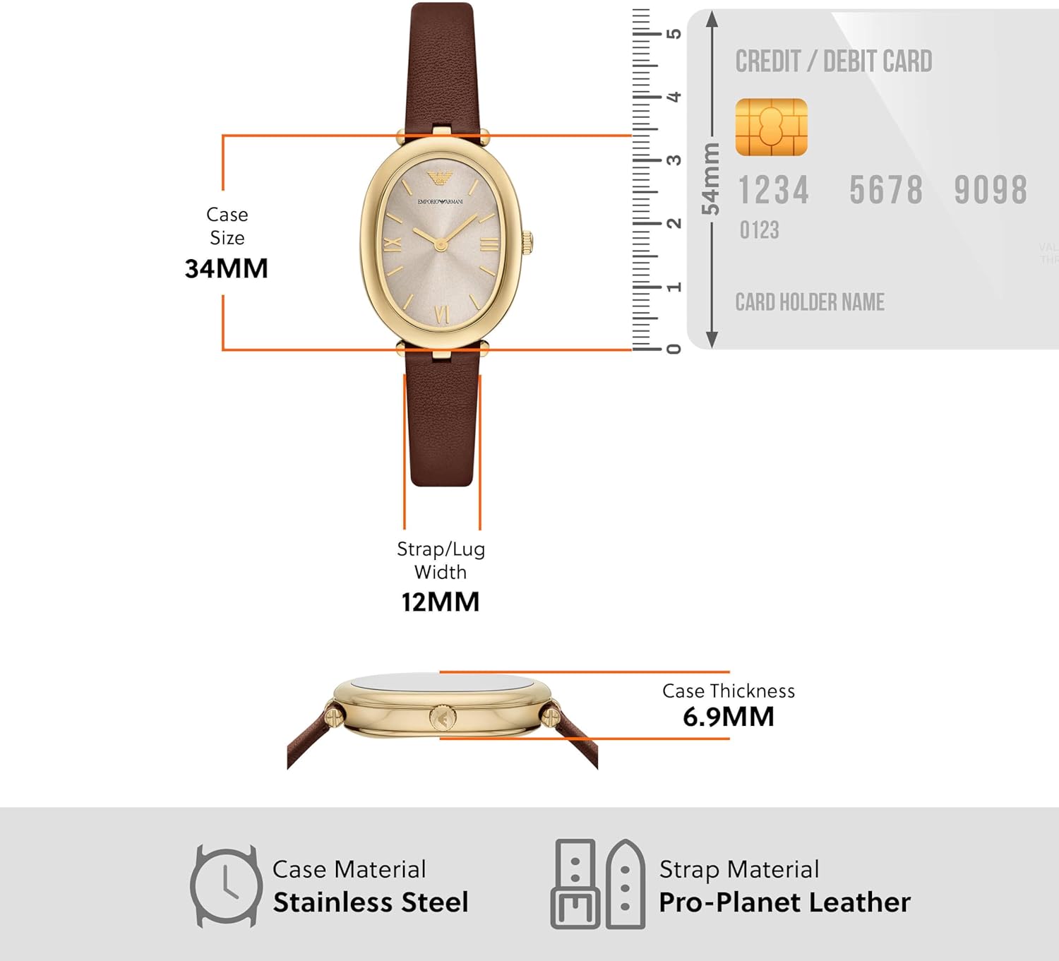 Emporio Armani Women's Two-Hand Brown Leather Watch (Model: AR11708) - Image 5