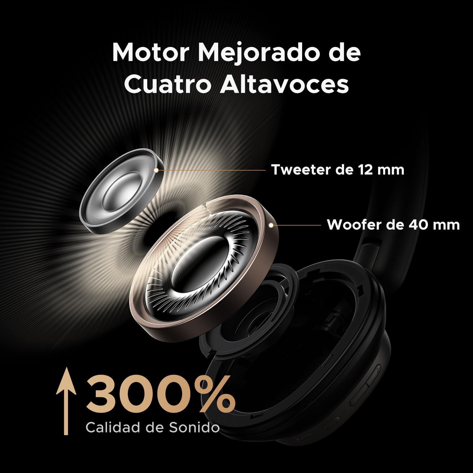UGREEN Studio Pro Cascos Inalambricos Bluetooth ANC Adaptativa Híbrida 48dB | Hi-Res 120 Horas Auriculares Inalámbricos Bluetooth Supraaurales Cascos Cancelación Activa de Ruido Adaptativa Híbrida BT 6.0