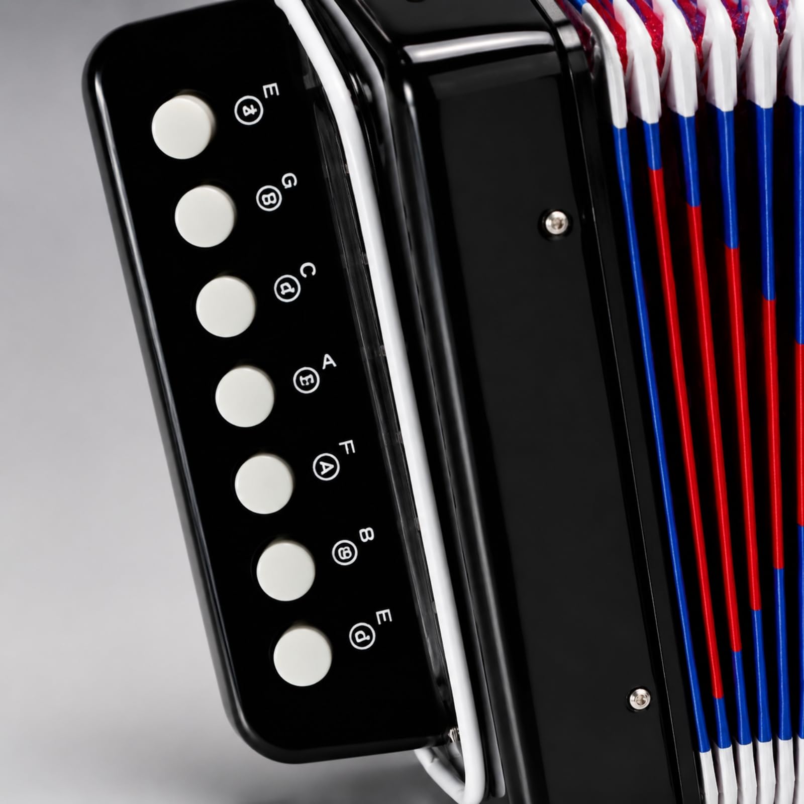 Fisarmonica per Bambini Mini Strumento Giocattolo con 7 Note 2 Bassi Bottoni Portatile in con Tracolla Adatta per Apprendimento Musicale Coordinazione , Nero , Giocattolo