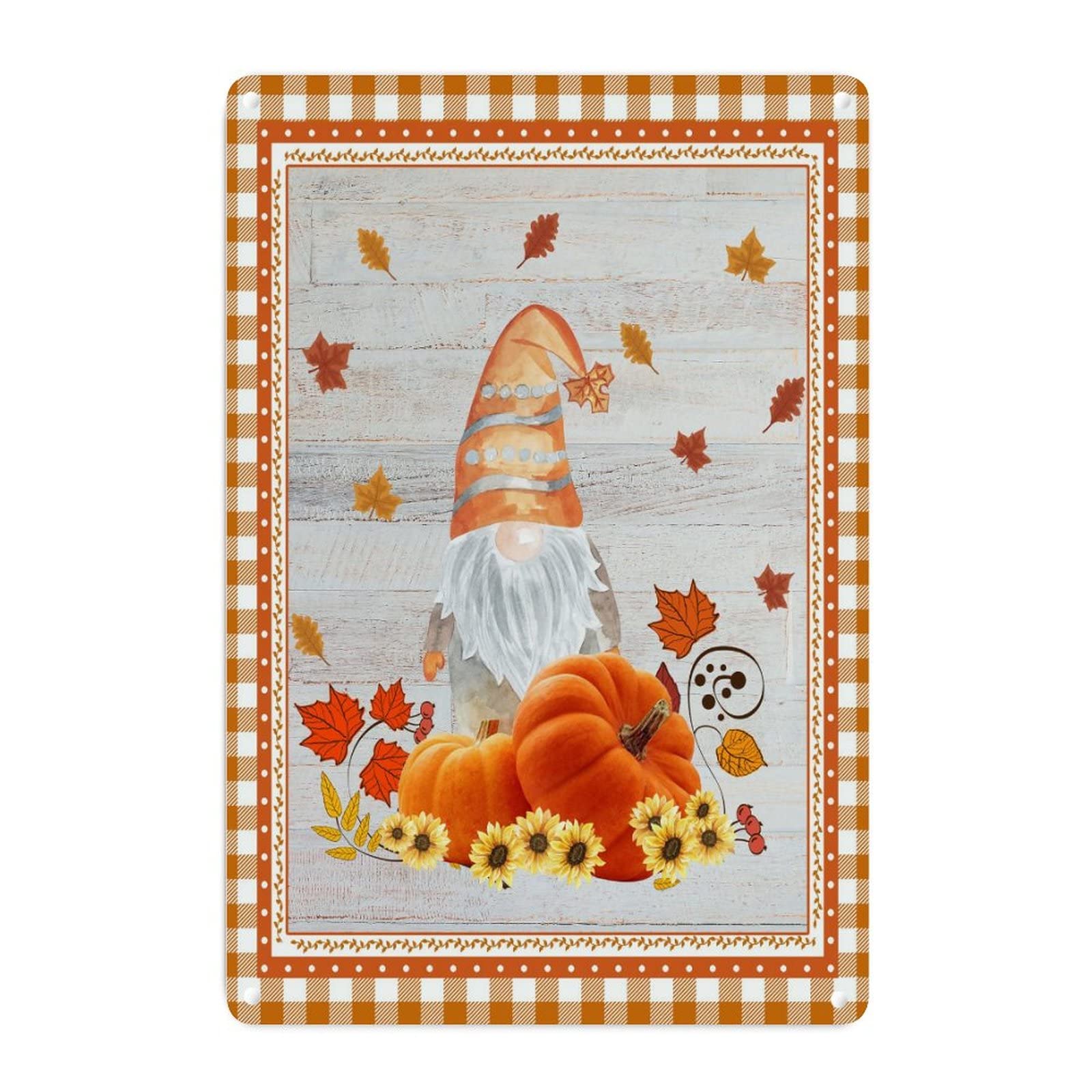 Panneau métal vintage tournesol citrouille 45x30 cm