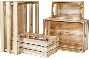 Extra Large Apple Crates, Unfinished (Set of 4) for Home Storage and Décor