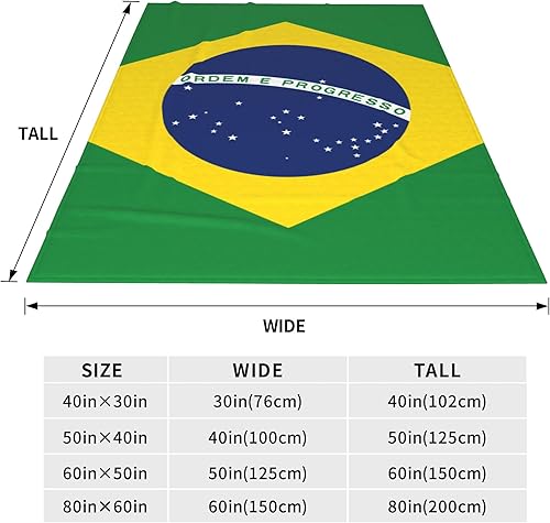 Miniatura 4 de Manta ligera con bandera de Brasil de 60 x 50 pulgadas, manta de viaje acogedora de felpa cálida para dormitorio, sala de estar, sofá, cama, oficina