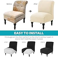 Vista 4 de MIFXIN Funda elástica para silla sin brazos, funda protectora de muebles extraíble y lavable para sala de estar, dormitorio, hotel (jacquard beige)