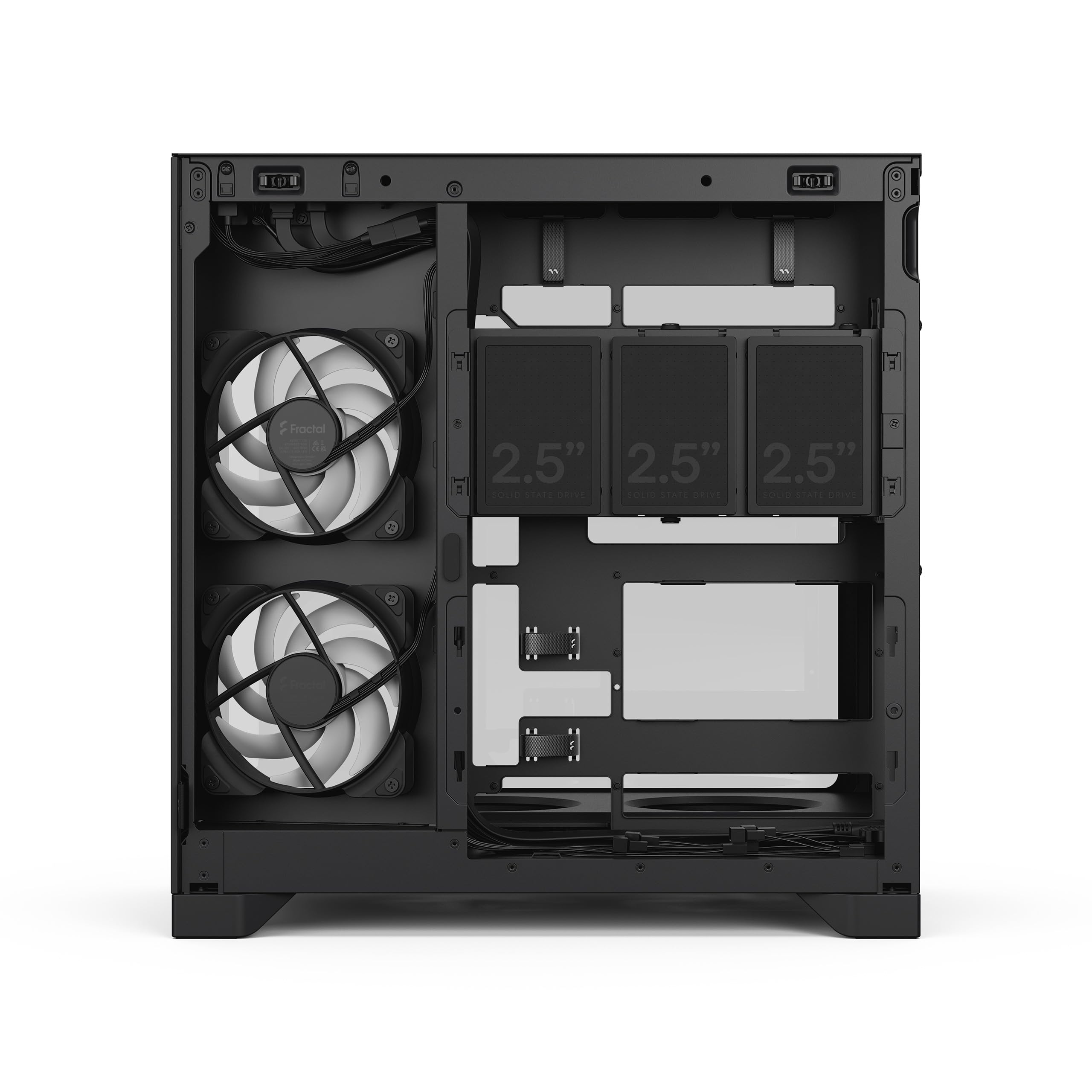 Fractal Design Pop 2 Vision Black RGB PC‑Gaming‑Gehäuse mit Panoramaglas – Dual‑Kammer‑Design – 4 RGB‑Reverse‑Lüfter – ATX/E‑ATX/mATX/ITX