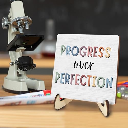 Miniatura 7 de Decoración decorativa de escritorio con afirmaciones motivacionales, placa de decoración de oficina con soporte de madera, inspirador bohemio para