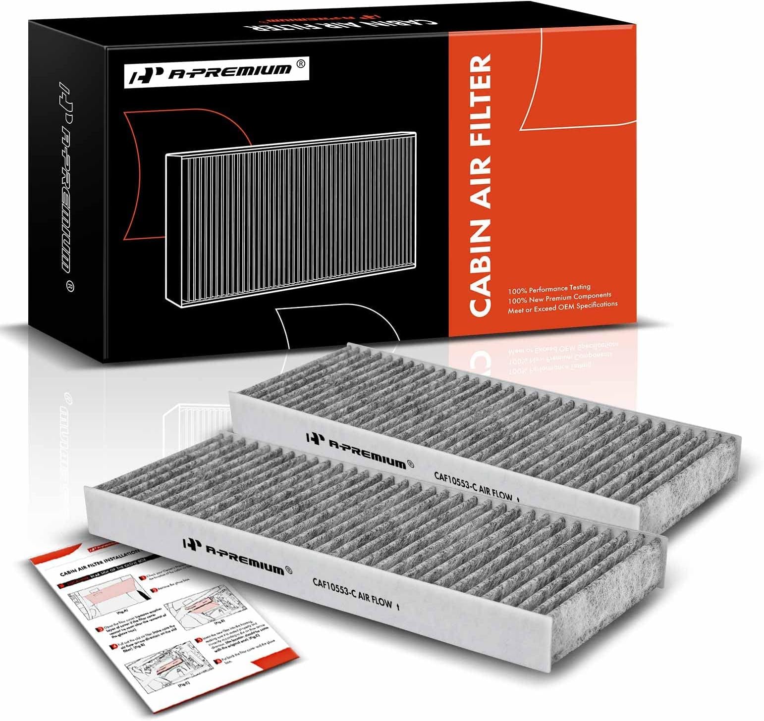A-Premium 2-PC Cabin Air Filter with Activated Carbon Compatible with Nissan Frontier 2005-2023, Pathfinder 2005-2012, Xterra 2005-2015, NV1500/NV2500/NV3500 2012-2015 & Suzuki Equator 2009-2012