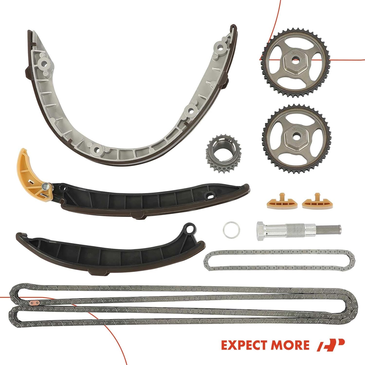 A-Premium 11PCS Engine Timing Chain Kit W/Sprocket & Tensioner & Guide Compatible with Porsche Cayenne 2008-2019, Panamera 2010-2016 - 4.8L, V8 - Replace# 94810516910, 94810725212