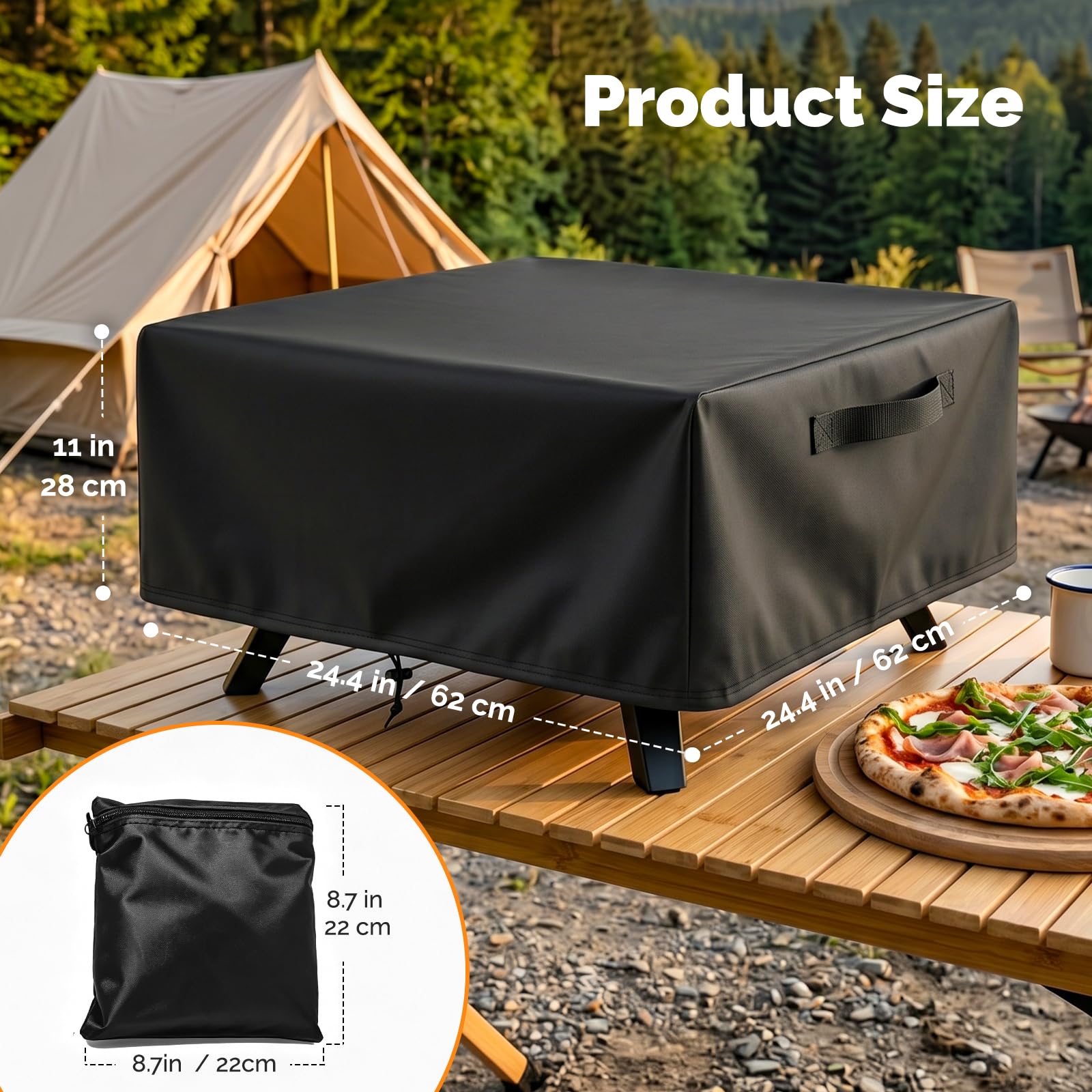 Funda para Horno de Pizza, Tela Oxford 420D Cubierta para Horno de Pizza Adecuada para Cozze 90346/90347 XXL 17 Gas Pizza Ofen, 62x62x28cm, Impermeable, a Prueba de Polvo, a Prueba de Roturas