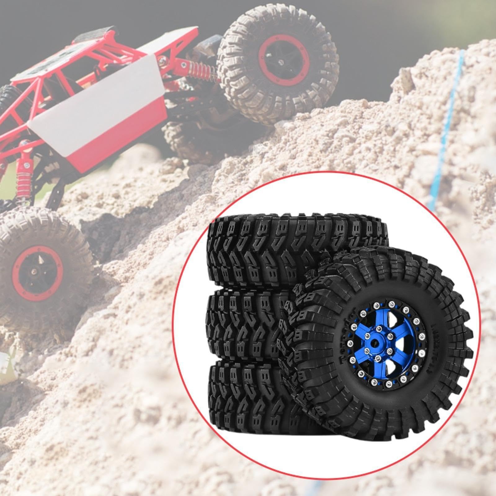 4 Pezzi Ruote Auto Giocattolo Pneumatici Parti Ricambio RC Resistenti in Alluminio Adatti per Modellismo Manutenzione Auto Radiocomandate, Blu