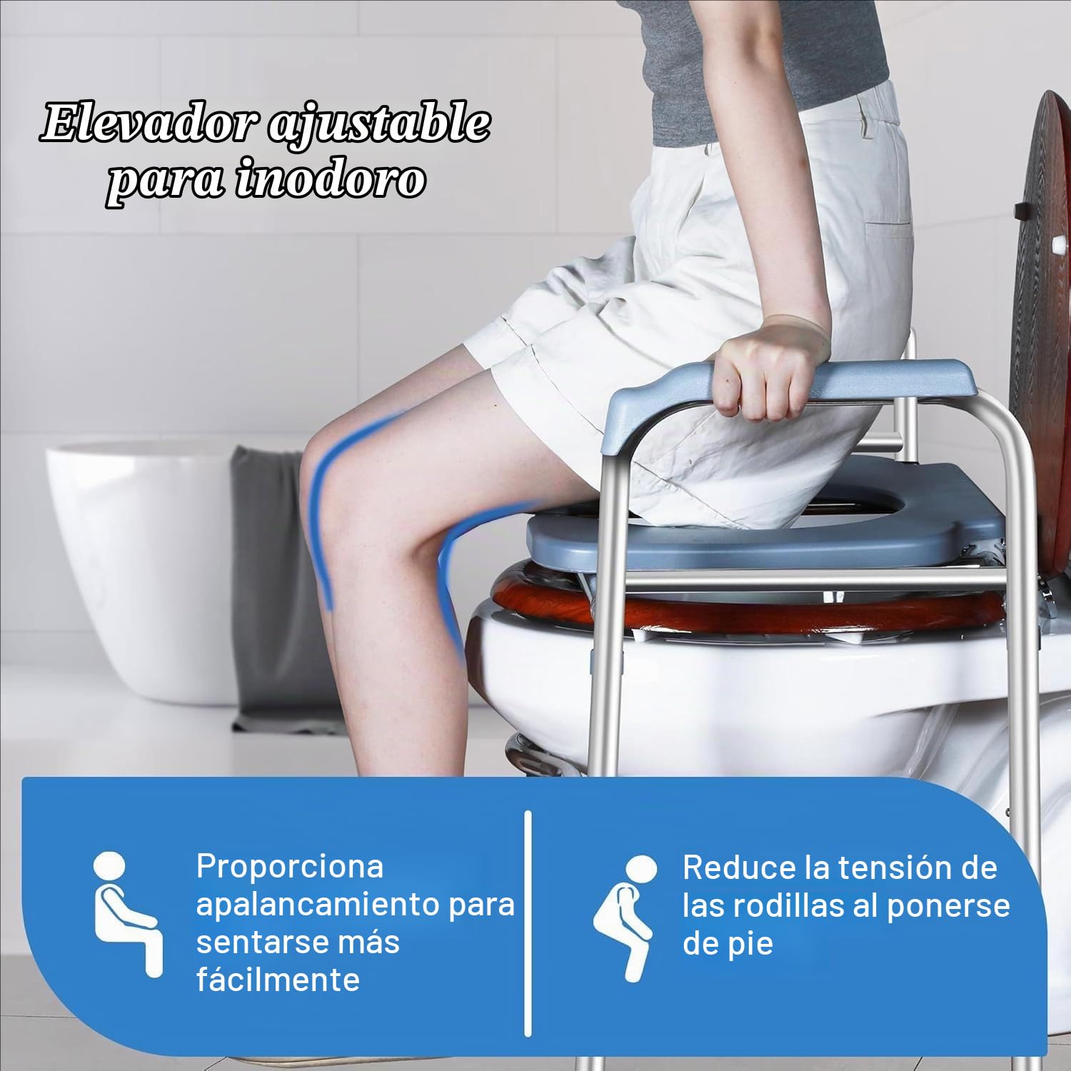 Elevador Wc Adulto,Altura Regulable,Pies Antideslizantes Reemplazables,Sin Taladrar,Apto Para Ancianos,Discapacitados,Embarazadas,Etc.