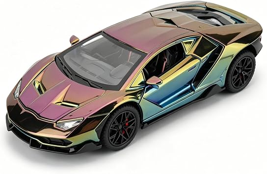 TGRCM-CZ 1/24 Lamborghini 770 Model Car, Sound and Light Toy Car with Pullback Function, Collectible Alloy Model, Gift for Children Purple