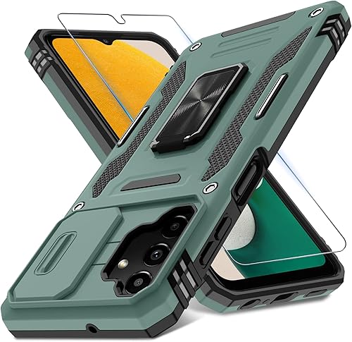 DEERLAMN Funda para Samsung Galaxy A13 5G4G LTEA04s con cubierta deslizante para cámara + protector de pantalla, soporte magnético giratorio, grado