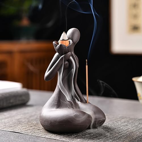 Miniatura 3 de Quemador de incienso de reflujo, quemador de incienso en cascada, elegante soporte de incienso con 20 conos de incienso + 30 varillas de incienso +