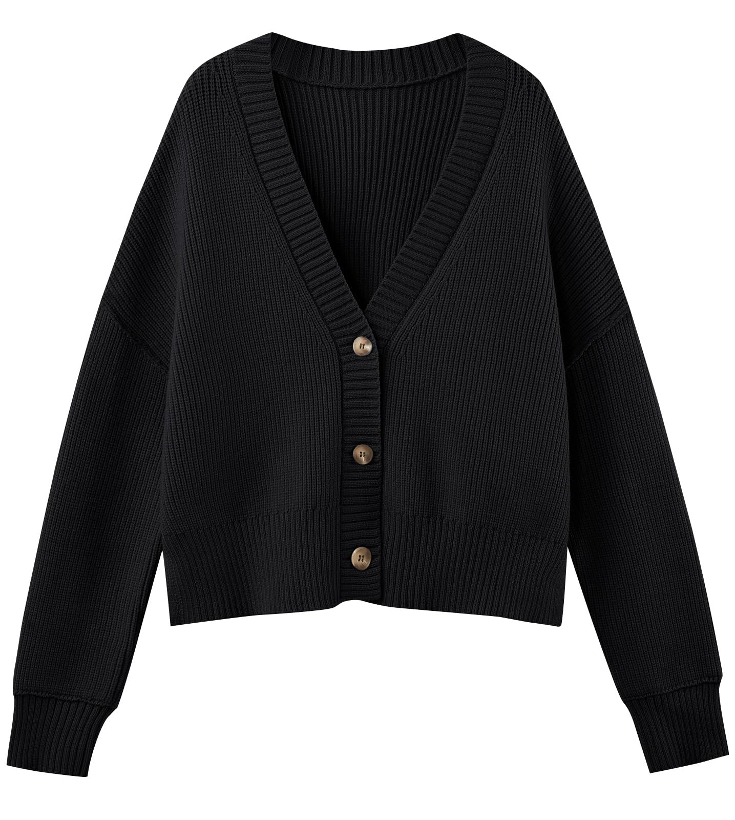 LILLUSORYWomen's Lightweight Cropped Cardigan 2023 Open Front Button Sweaters V Neck Cardigans Knit Outwear