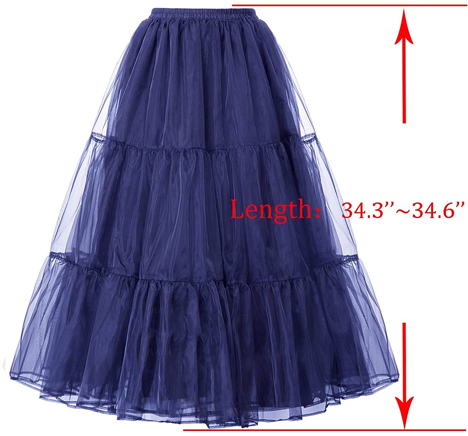 PINK WINGS Women's Ankle Length Cancan Underskirt Petticoats Hardnet (Medium, Blue) - Image 3 thumbnail