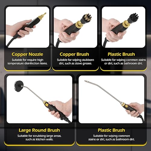 Miniatura 7 de Dyna-Living Limpiador de vapor de 2500 W para automóvil para detalles automáticos, limpiador de vapor de mano para el hogar, limpiador de vapor de