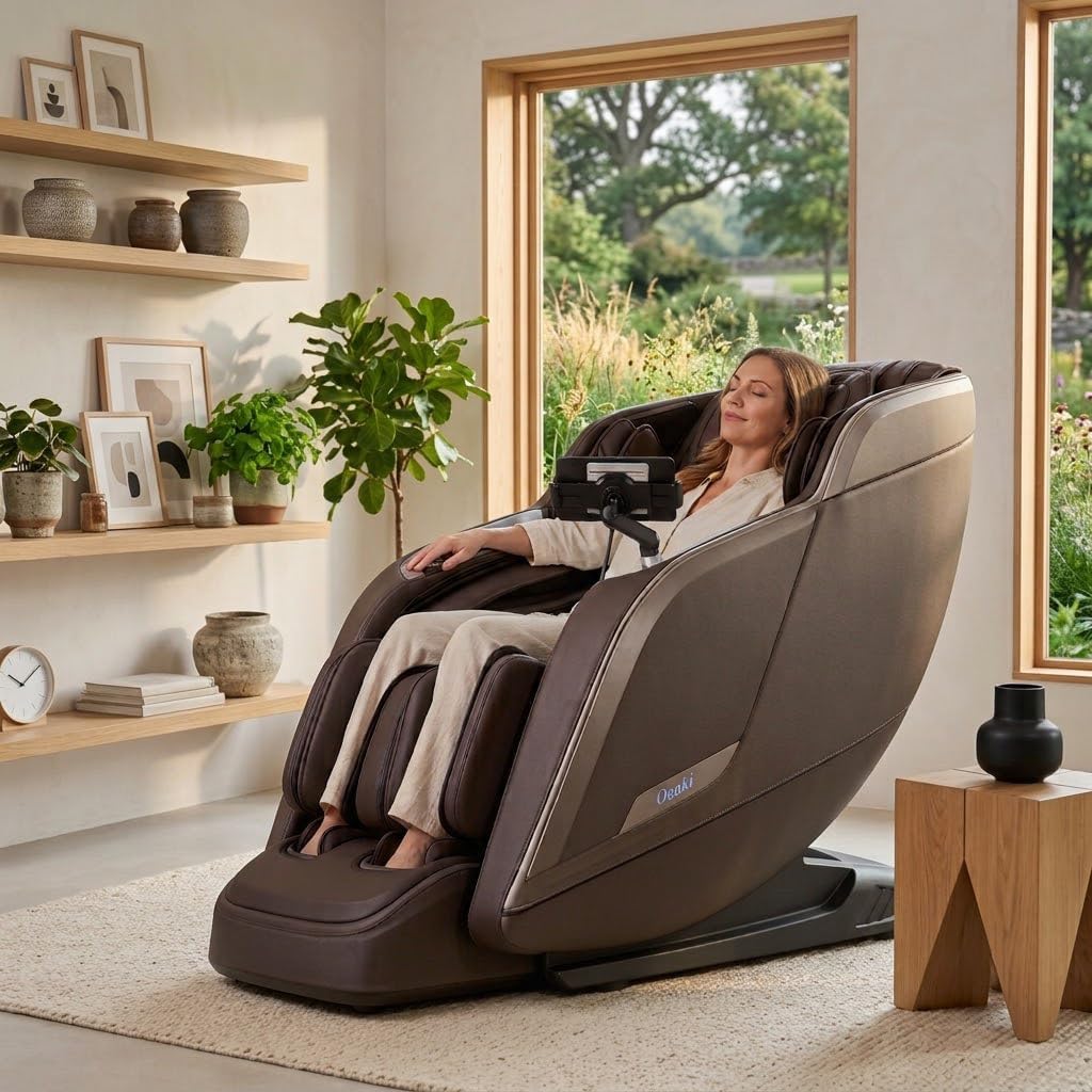 Osaki Vibe 4D Massage Chair, SL-Track Zero Gravity Recliner (Brown) | For Desk-Day Back, Neck & Leg Tension, 4D Zero-Gravity Massage, Deep Calf & Foot Relief, Fits Small Apartments, Heated