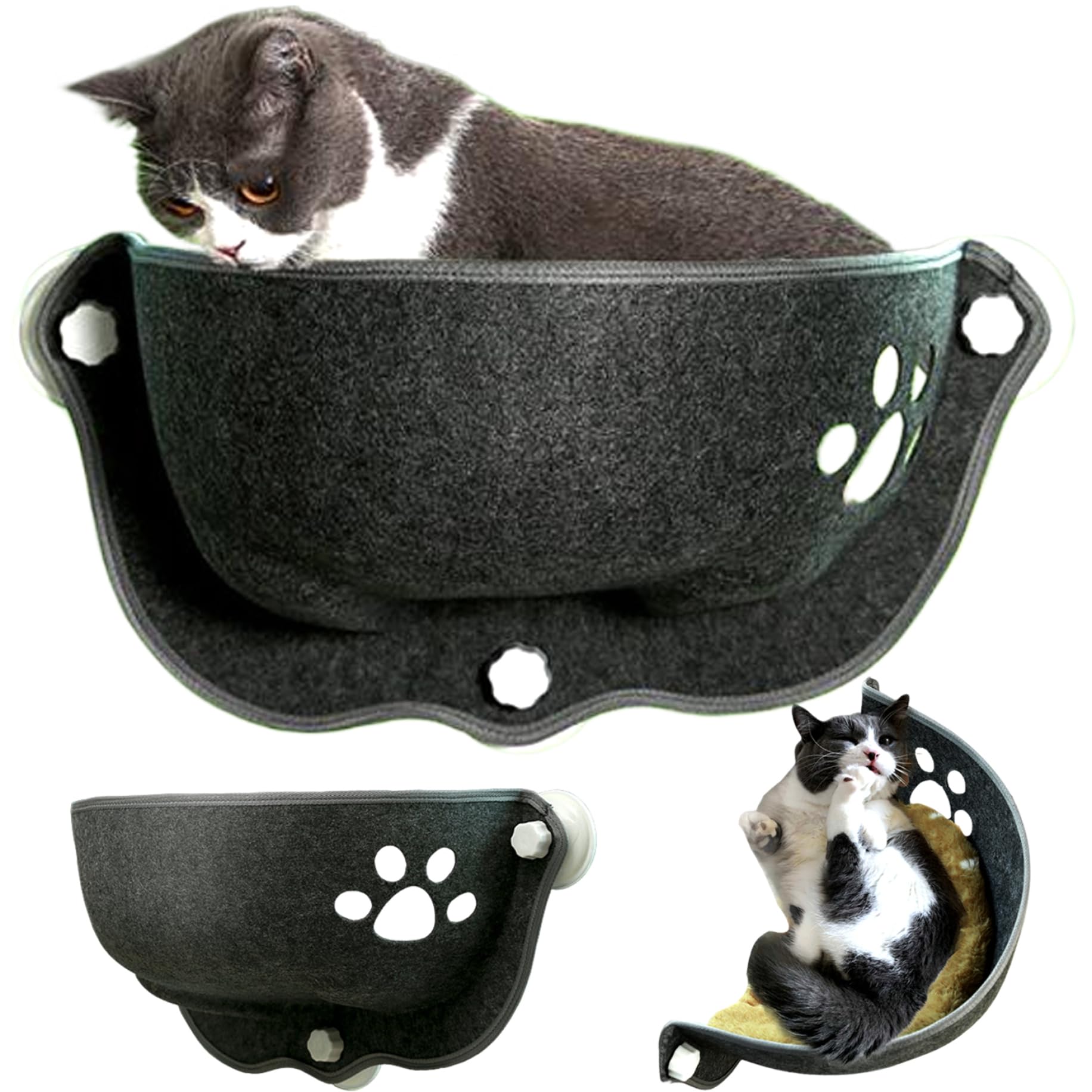 Lit de fenêtre de Chat, Aspiration de lit de Chat Window 20 x 11 x 11 Forme de Mine de fenêtre de Chat Hamac Lavable Cat Car Hamac Soft Cat Lounge Sage pour négligence, Voiture de Chat Hamac