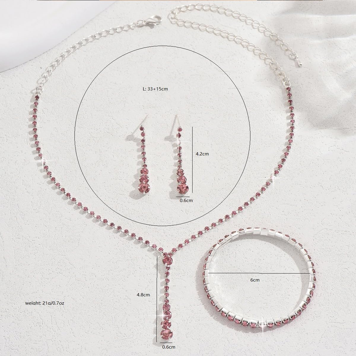 Silver Prom Jewelry for Women Black Rhinestone Necklace Earrings Set Elegant Crystal Costume Jewelry Bridal Wedding Prom Sets Guest Dresses for Women - Image 3