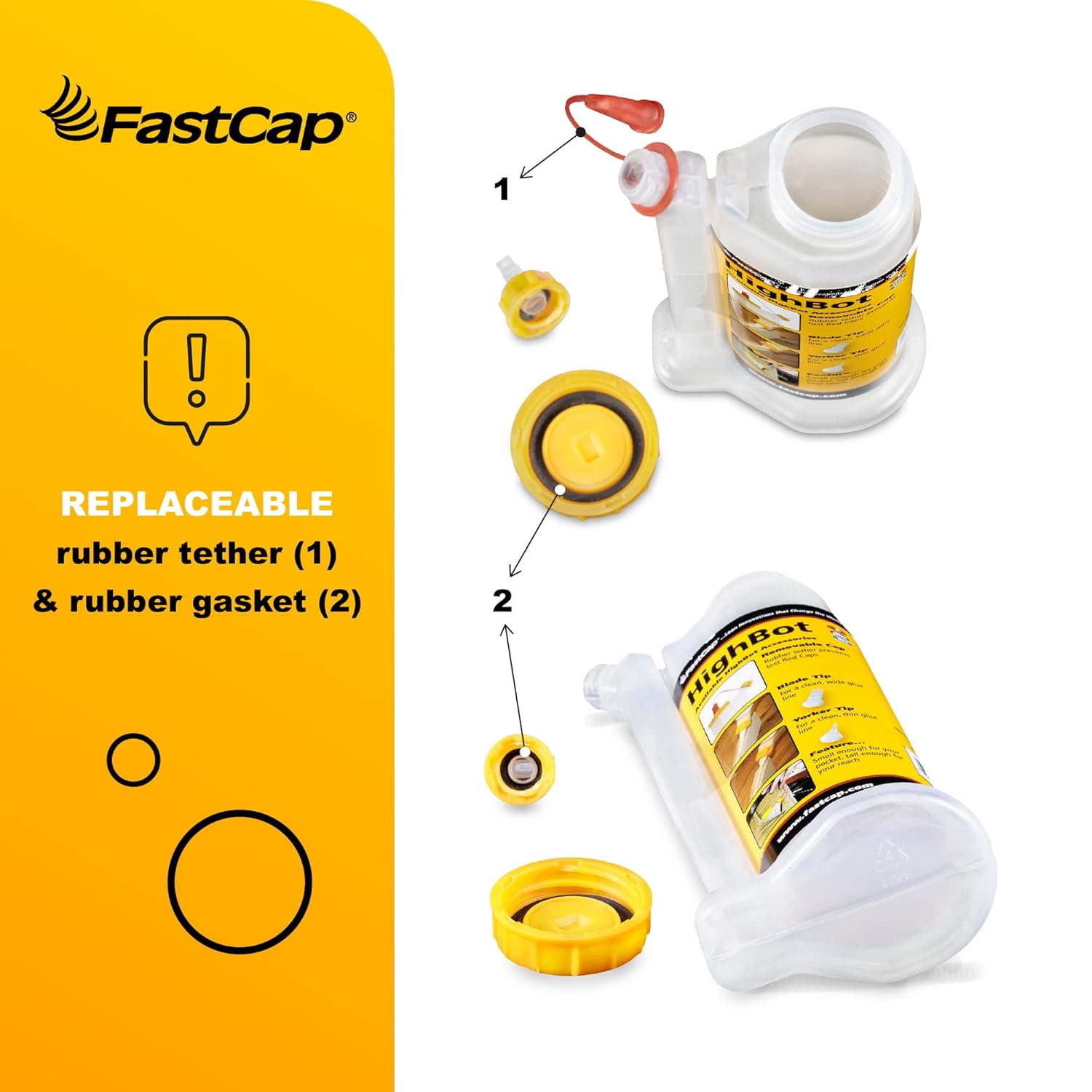 FastCap 6oz Glue Bottle, with 2-chamber No-Drip system. Each bottle comes with 2 replaceable tips. (Pack of 2 Bottles)