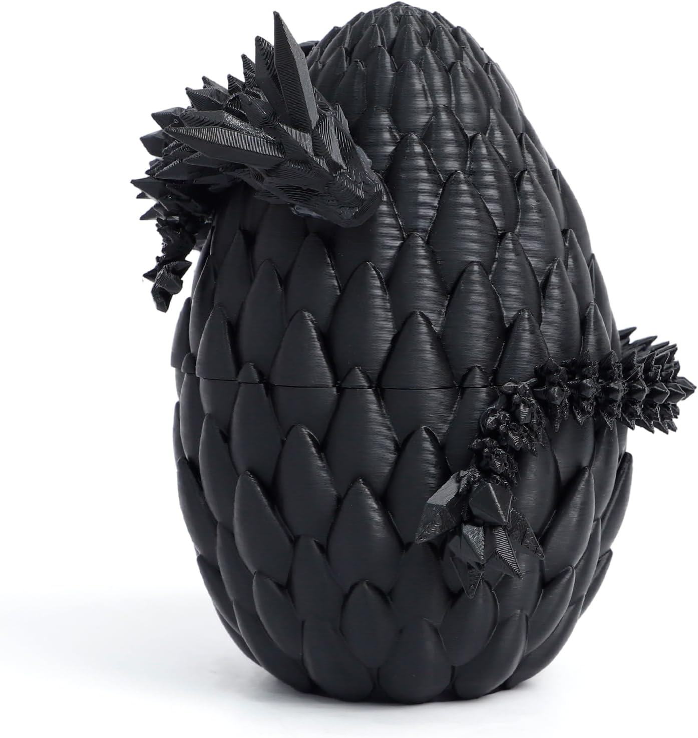 3D Dragon Egg - Easter Egg with Flexible Dragon Inside, Large 3D Printed Gift,Figurine Decor, Executive Desk Toy(12” Dragon, Black)