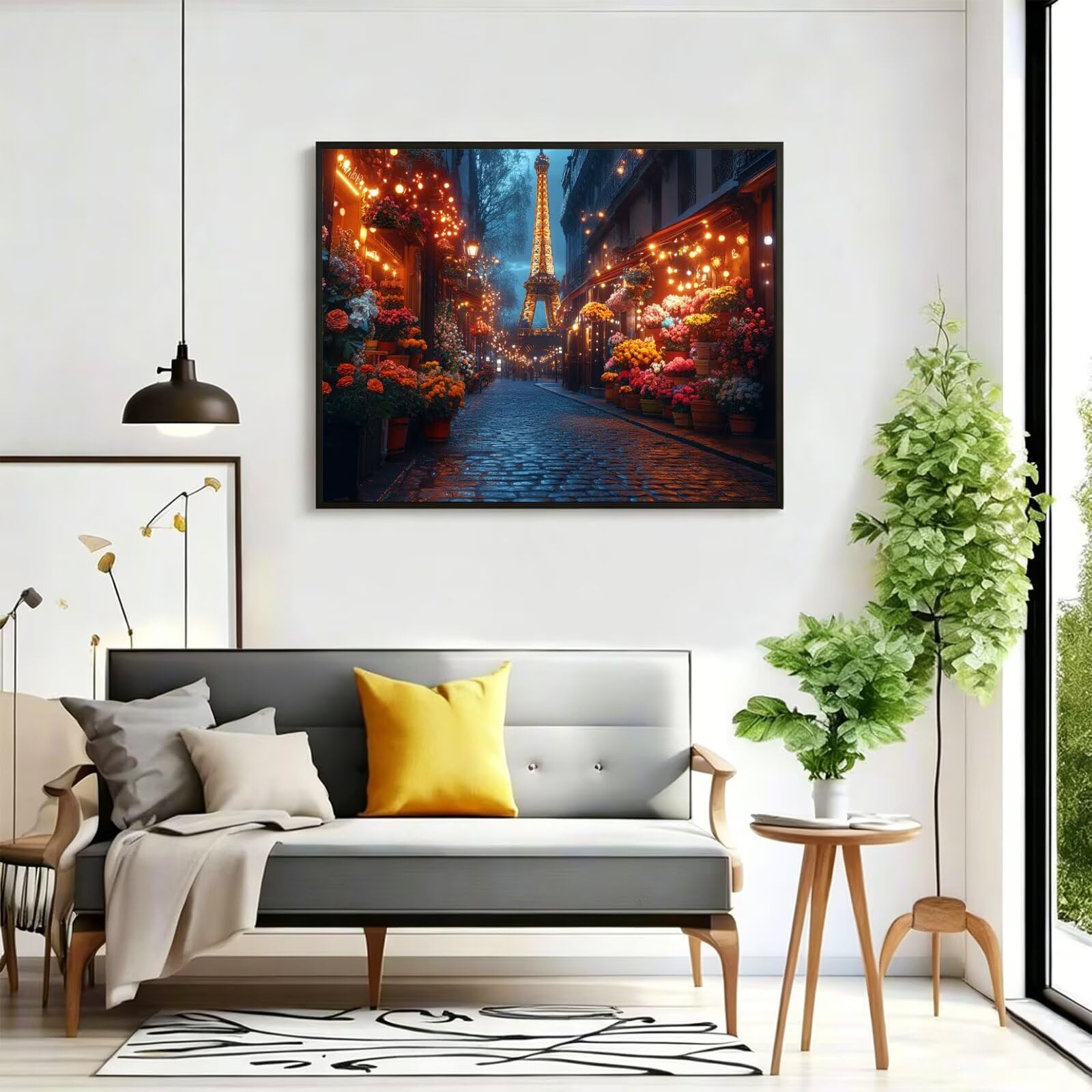 Pintar por Numeros Torre de hierro Pinturas Acrilicas paisaje Pintura por Numeros Lienzos para Pintar, Pintura Acrilica Manualidades, Decoración Hogar, Regalos Cumpleaños, 90x120cm Sin Marco, q-864