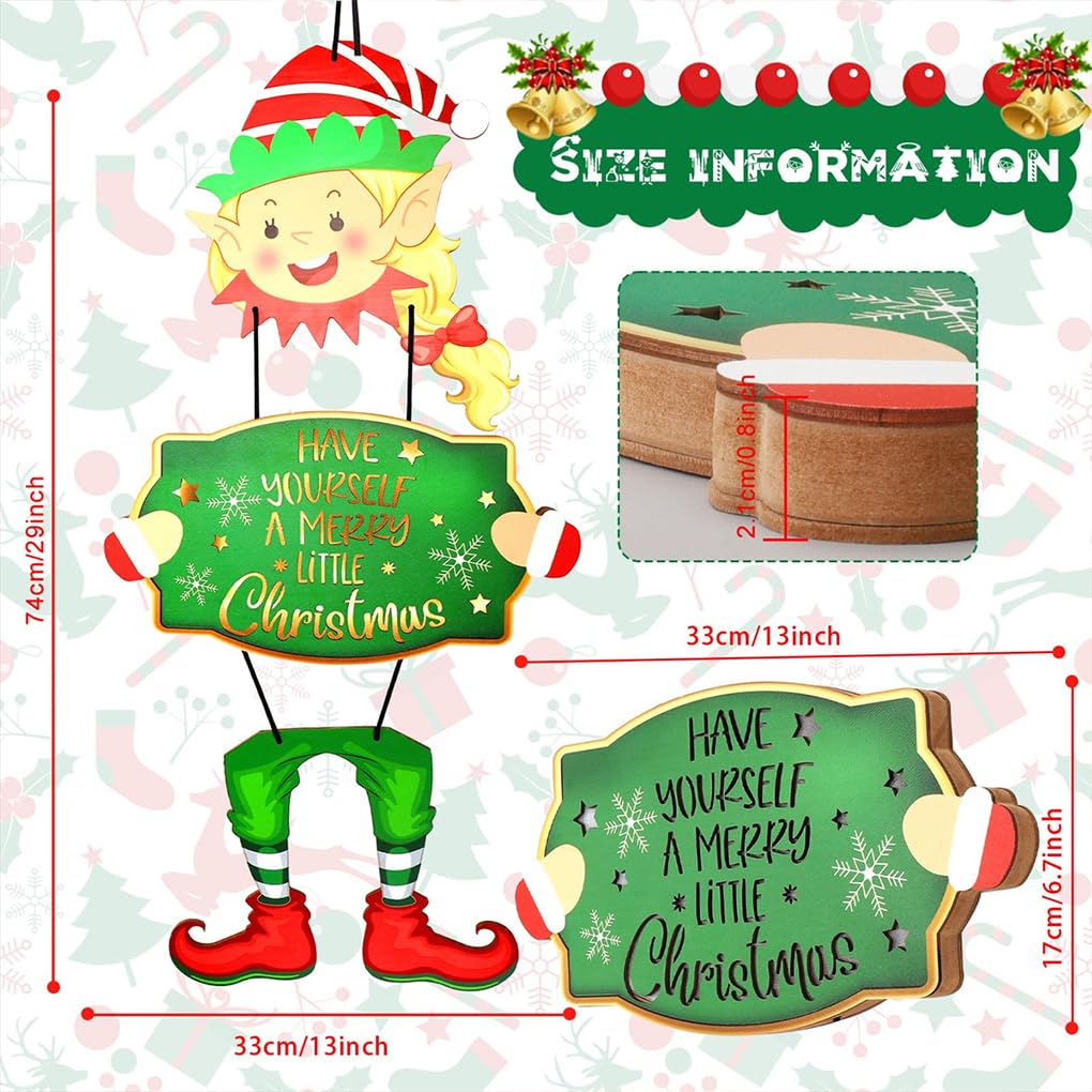 Letrero de Puerta con luz LED de niña elfa para Madera navideña, Puerta para Madera Encantadora, Regalo Feliz Navidad, excelente Servicio al Cliente