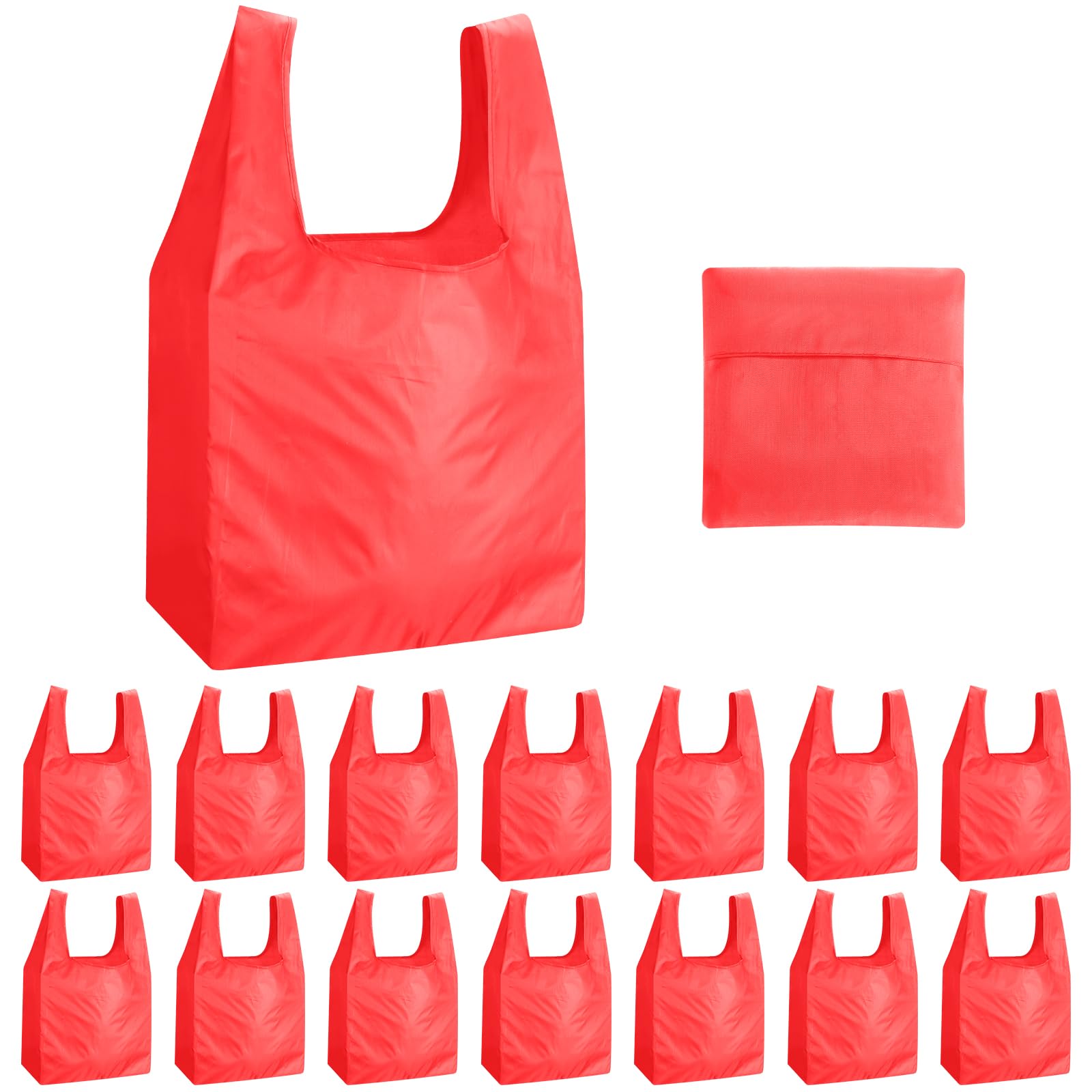 Chumia 50 Pack Reusable Grocery Bags Foldable Portable Shopping Bags Polyester Washable Grocery Bag with Handles