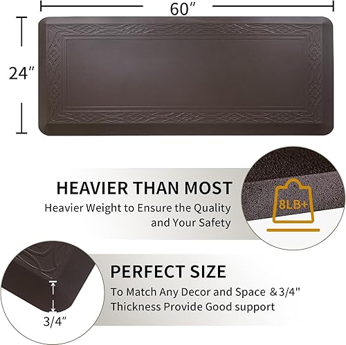 Miniatura 8 de Tapete de cocina cómodo, antifatiga y soporte adicional de 24 x 60 pulgadas, impermeable, largo, antideslizante, para escritorio de pie,