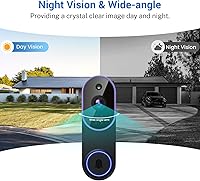 Vista 7 de 1080p Smart Video Doorbell Camera Wireless, Doorbell Receiver Included, Live View, AI Human Detection, Night Vision, Cloud Storage, 2.4G WiFi