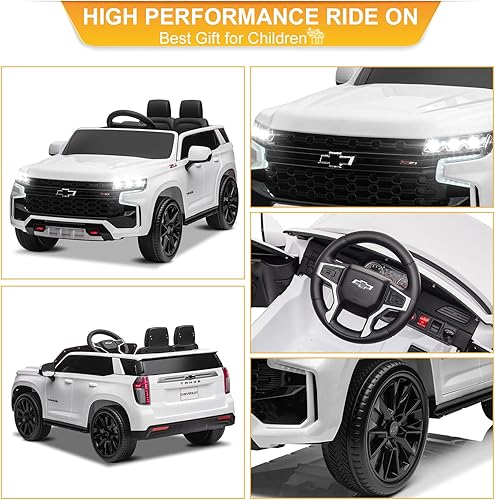 Miniatura 3 de Winado Auto de paseo de 12 V con control remoto, vehículo eléctrico con licencia Chevrolet Tahoe a batería para niños, camión todoterreno para niños