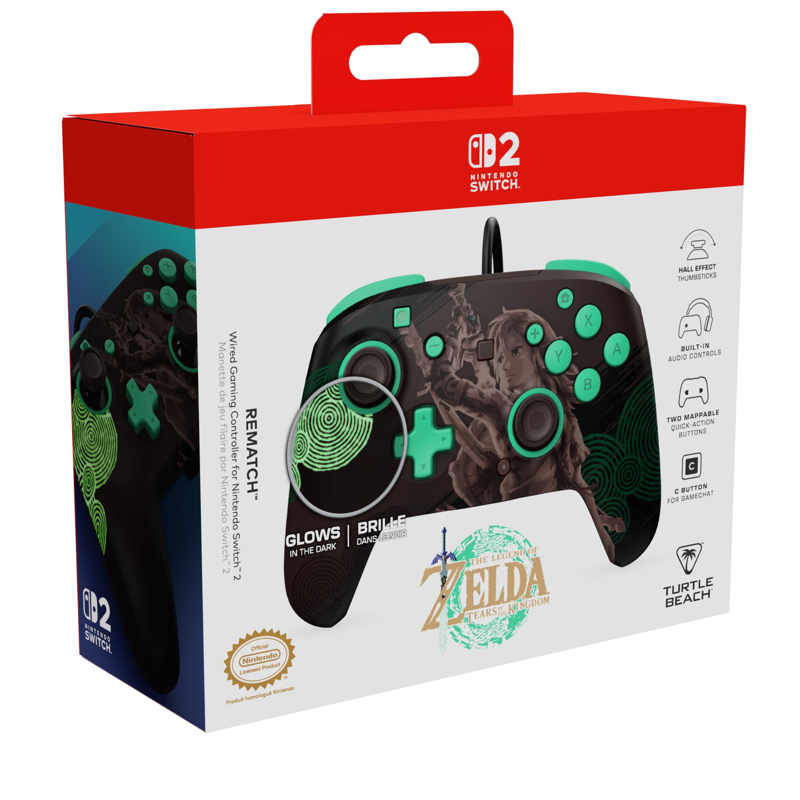 Turtle Beach Rematch Legend of Zelda Controller da gaming cablato con licenza ufficiale per Nintendo Switch 2