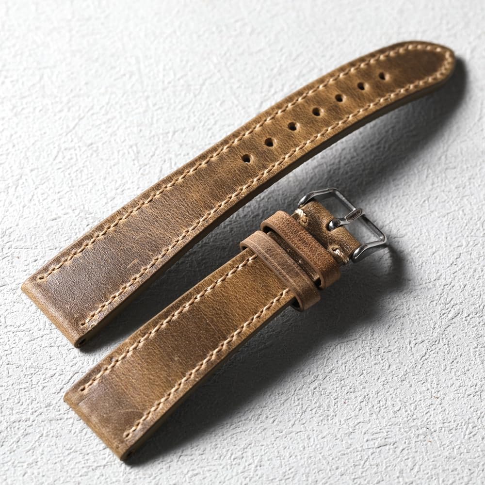 Leather Watchband 18mm, 19mm, 20mm, 22mm, 21mm Top Layer Cowhide Watchband, Retro Style Ultra-Thin Soft Men's Watch Chain