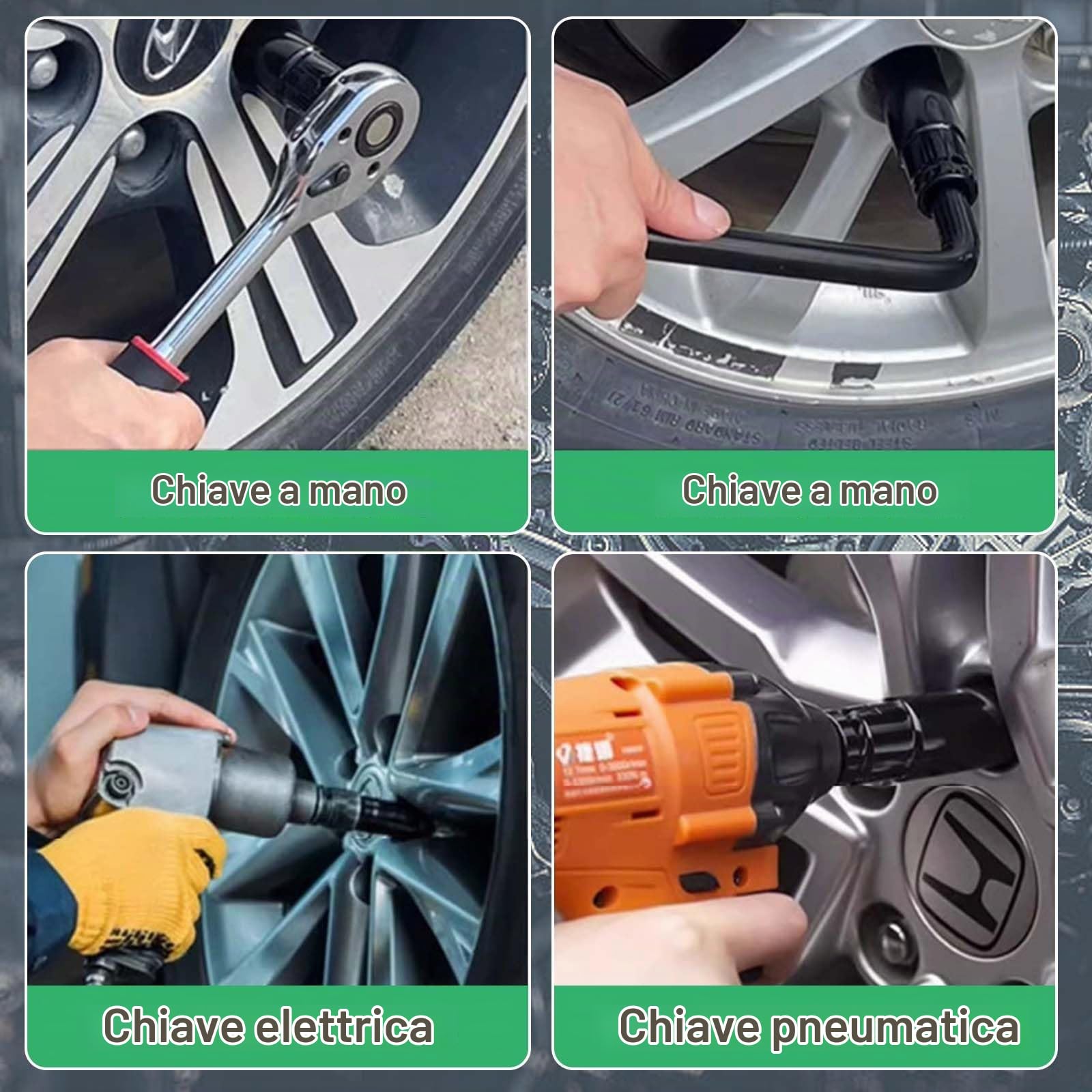 Set di 14 Pezzi Chiave a Bussola Lunga 1/2" Pollice (8-24mm) con Cricchetto e Valigetta, Kit Chiavi a Bussola, Set Bussole a Impatto 1/2" per Riparazioni Auto, Cambio Gomme