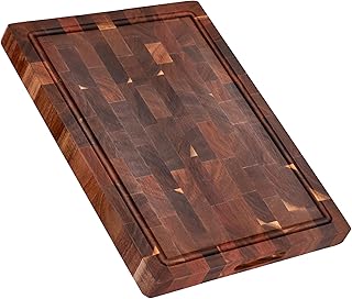End Grain Butcher Block Cutting Board [1.5" Thick]. Made of Acacia Wood and Conditioned with Beeswax, Flaxseed Oil & Lemon Oil. 16" x 11" Chopping Board by Ziruma.