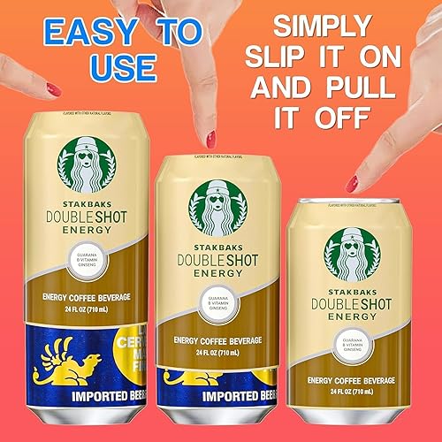 Miniatura 3 de Skywin Funda de silicona para latas, paquete de 3 tapas para latas de bebidas, 24 oz (24.0 fl oz) disfrazándola como una lata de refresco (café