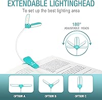 Vista 5 de Vekkia - Lámpara de lectura recargable con 14 LED para leer por la noche, luz de lectura para cuidar los ojos para libros en la cama, ajustable