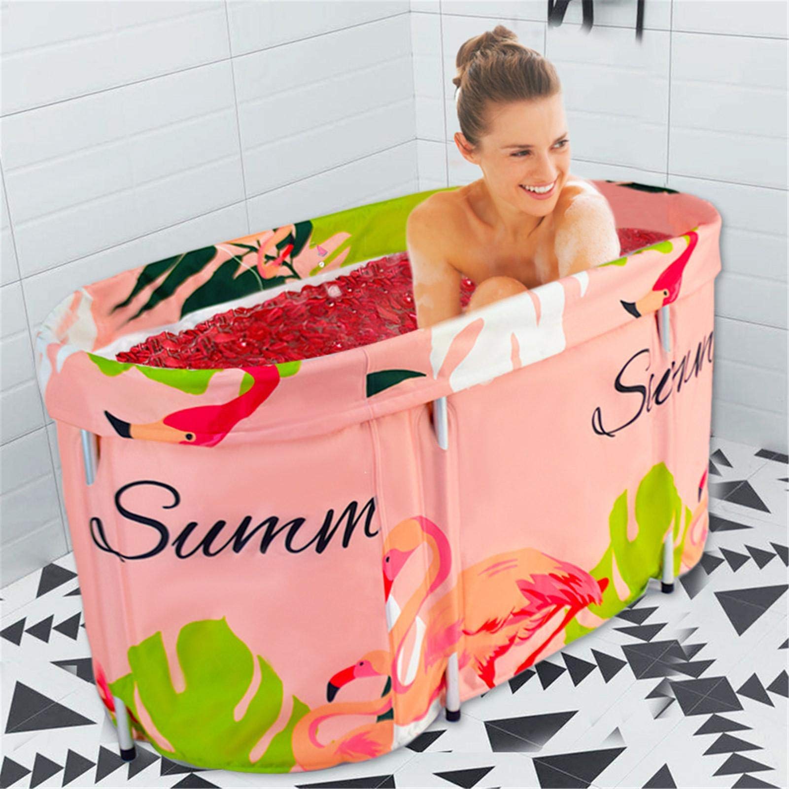 Baignoire Pliable Portable, Baignoire de trempage Pliable de 120 cm pour Adultes, Baignoire de trempage Debout, Baignoire portative, Baignoire Spa séparée pour la Salle de Bains FA