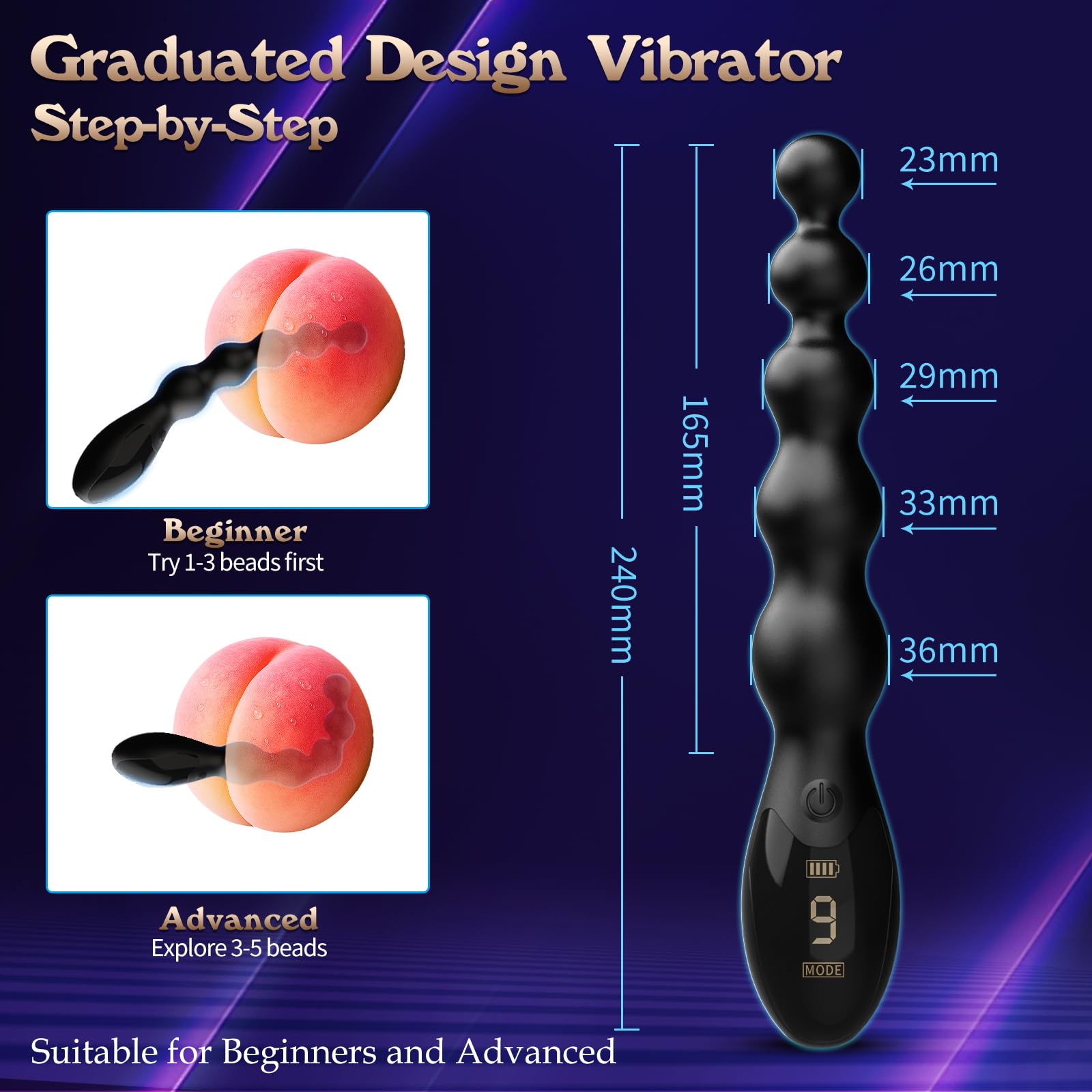 palline anali Plug anale vibrante - Giocattoli sessuali maschili Massaggiatore per la prostata Giocattoli anali, Giocattoli per adulti Tappi anali Vibratori Progettazione di laurea e display