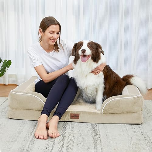 Miniatura 9 de Comfort Expression - Cama ortopédica perros pequeños, 20 x 14 pulgadas, impermeable, espuma soporte cartón de huevo, cojines extraíbles, sofá con