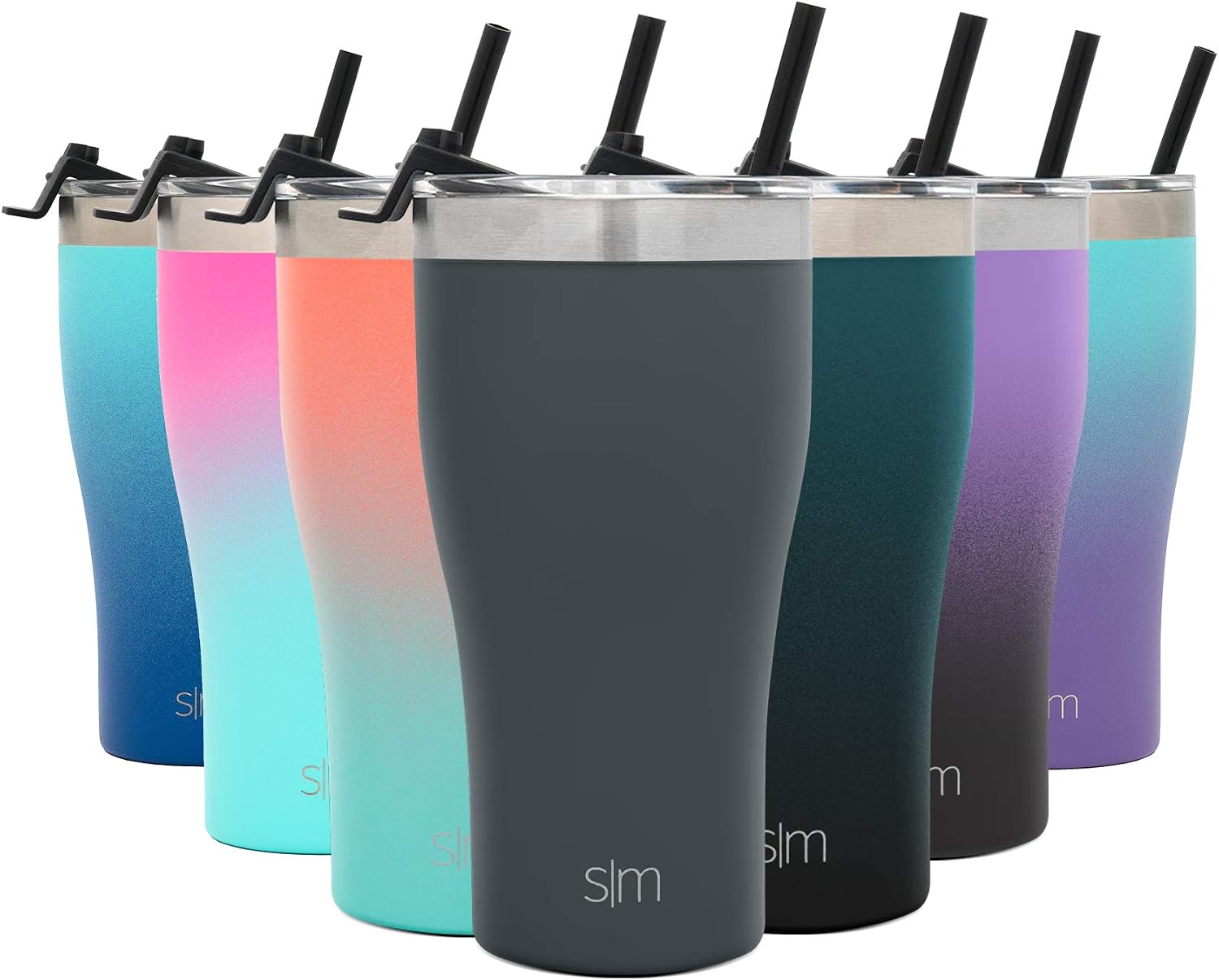 Simple Modern Slim Cruiser Tumbler with Clear Flip Lid and Straw - Insulated Travel Mug Stainless Steel Water Bottle - 22 Ounce -Graphite